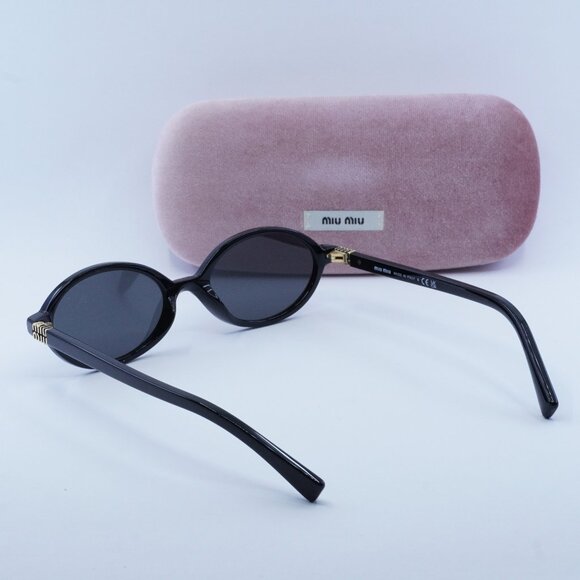 Miu Miu MU04ZS 1AB5S0 Oval Women Sunglasses - Black/Grey